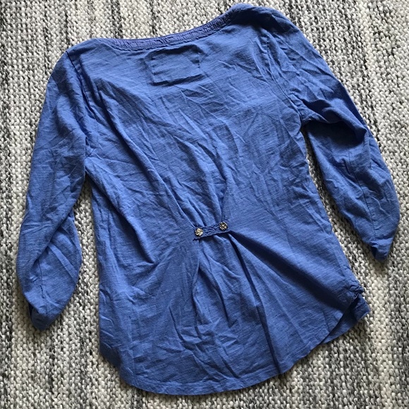 ANTHROPOLOGIE Blue V-neck ¾ Sleeve Tee Size XS - Picture 5 of 8